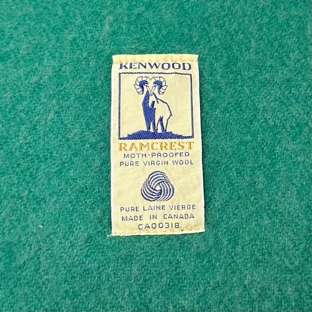 Vintage Kenwood Ramcrest Emerald Green Wool Blanket 72" x 87" Canada - Picture 4 of 11